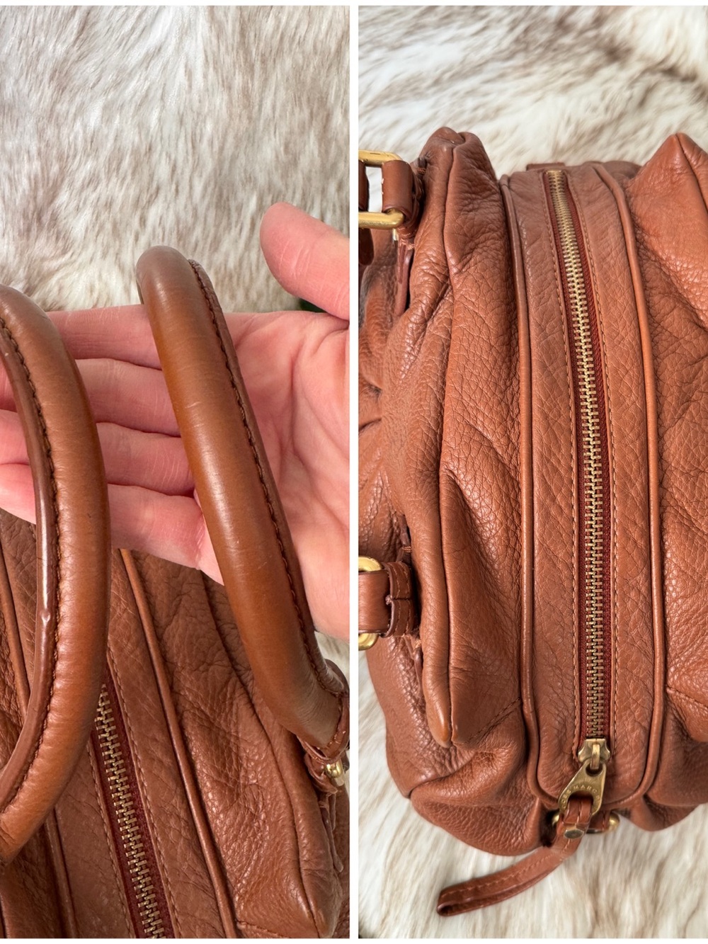 Marc Jacobs Cognac Leather Satchel with Gold Hardware - Picture 6 of 12